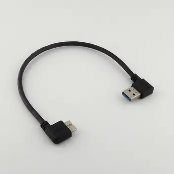 1 шт. USB 3.0 с прямым углом 90 ° от мужчины к Микро, с Левым углом B, кабель-адаптер для передачи данных 27 см