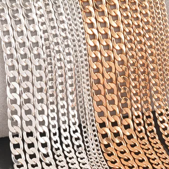 1 шт. кубинское звено цепочки-ожерелья, посеребренная позолоченная индивидуальная длина, цепочка для поиска ювелирных изделий для подвески шириной 3 мм 5 мм 7 мм