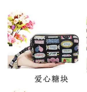 10 шт./лот, модный женский кошелек в корейском стиле, холщовый 3-слойный кошелек на молнии, кошелек для монет большой емкости, женский холщовый кошелек