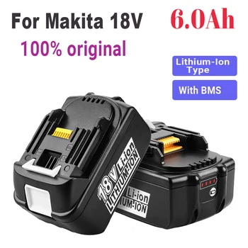 100% Оригинальная Аккумуляторная Батарея Makita 18V 6000mAh для Электроинструментов со светодиодной литий-ионной Заменой LXT BL1860B BL1860 BL1850 BL 1830