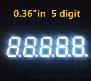 10шт 0,36-дюймовая пятисегментная цифровая трубка Белая Цифровая трубка со светодиодным дисплеем с общим катодом 0,36 