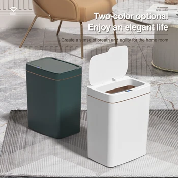 18-литровое Умное мусорное ведро для ванной Комнаты С автоматической упаковкой в пакеты Электронное мусорное ведро Белое Бесконтактное Узкое Интеллектуальное сенсорное мусорное ведро Умный Дом