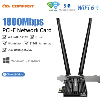 1800 Мбит/с Wifi 6 Беспроводной адаптер PCI Express Bluetooth 5,2 Двухдиапазонный 802.11AX/AC MT7921 PCIe Сетевая карта Wi-Fi Windows 10 11