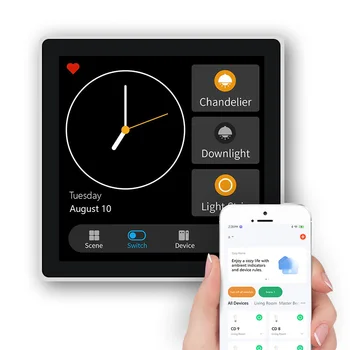 2022 Zigbee Smart home automation 4-дюймовый переключатель сцены со встроенным 3-групповым реле, дистанционно управляемым приложением smart life