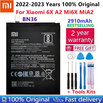 2022 Года 100% Оригинальный Xiao Mi BN36 2910 мАч Аккумулятор Для Xiaomi 6X A2 Mi6X MiA2 M6X MA2, Высококачественная Замена телефона + Инструменты