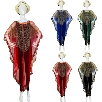 2023 Летнее Африканское Женское платье с пайетками, высококачественное Модное Темпераментное Повседневное Свободное Африканское женское платье-шаль средней длины