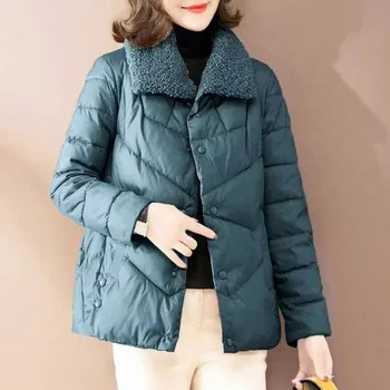 2023 Новая пуховая хлопковая куртка, Женская Легкая короткая Модная Повседневная зимняя куртка, Свободная корейская утепленная хлопковая куртка