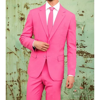 2023, Новый Стиль, Розовые Вечерние Мужские костюмы для Жениха, Однобортный мужской деловой комплект из 2 предметов (пиджак + брюки + галстук), Traje De Novio