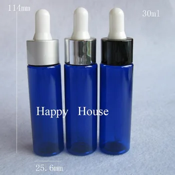 30x30 мл Пустая синяя бутылка-капельница для ДОМАШНИХ ЖИВОТНЫХ, 30 куб. см Синяя пипетка-капельница, 1 унция Косметического контейнера