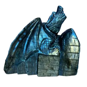 3330 г Натурального хрусталя Лабрадорита, статуя Летающего дракона, ручная гравировка, полированный образец минерала, Украшение для дома