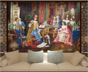 3d фотообои на стену, дворец в европейском стиле, картина маслом, фигурки, фон, домашний декор, обои для стен в рулонах