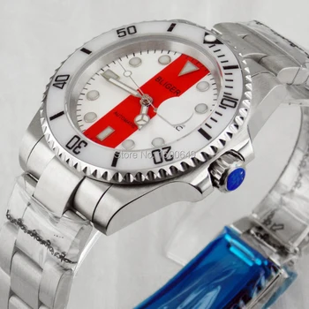 40 мм полоса из нержавеющей стали BLIGER циферблат Керамический безель механизм с автоподзаводом сапфировое стекло мужские часы