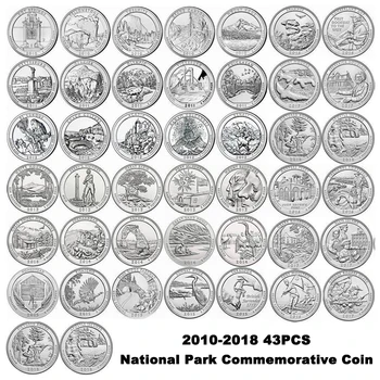 43 шт./компл. США 2010-2018 Национальный парк Памятная монета UNC Оригинальные монеты Сувенирный подарок