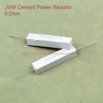 (5 шт./лот) 20 Вт 5 Ом Керамический цементный силовой резистор 5 Ом TOL 5% резисторы