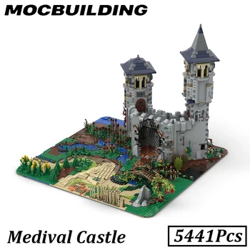 5441 шт. Средневековый Замок с полем, ферма, MOC, строительный блок, модельный набор, образовательный кирпич 