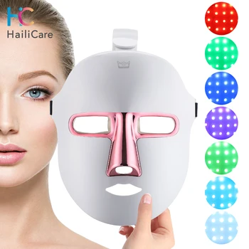 7 Цветов светодиодной маски для лица, Фотонная терапия, Омоложение кожи, Удаление Акне, морщин, Осветляющая Маска для ухода за кожей, Косметическое устройство