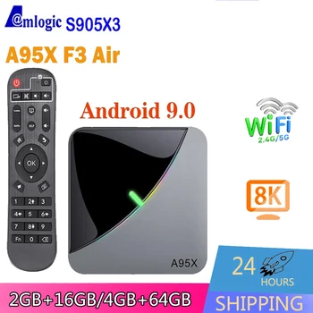 A95X F3 Air TV BOX 100M Ethernet Amlogic S905X3 Android 9,0 4K 60fps Голосовой ассистент WiFi RGB Light TV Box Медиаплеер A95XF3