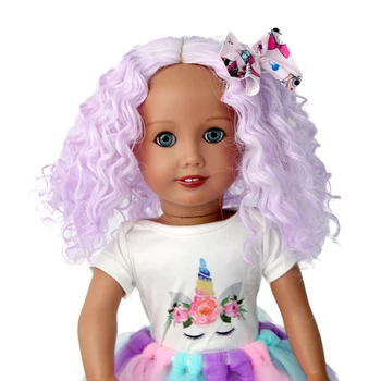 Aidolla 18-дюймовый парик американской куклы, Короткие вьющиеся волосы, градиентный цвет, высокотемпературные аксессуары для кукол, подарок для девочек 
