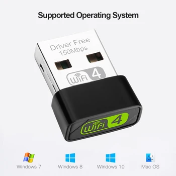 ALLOYSEED USB WiFi Адаптер 150 Мбит/с 2,4 ГГц Беспроводная Сетевая карта Адаптер Wi-Fi Приемник для Windows 10 Ноутбук ПК Настольный