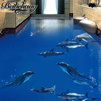 beibehang Пользовательские наклейки на пол обои танец дельфинов подводный мир 3D стерео гостиная самоклеящаяся краска для пола