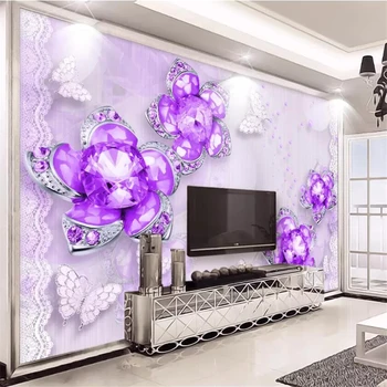 beibehang Пользовательские обои 3d фотообои благородный великолепный фиолетовый ювелирный цветок стерео ТВ фон стены гостиной обои
