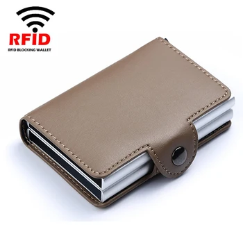 BISI GORO Индивидуальные кошельки, Мужские Металлические всплывающие Чехлы для кредитных карт, Винтажные деловые двухслойные алюминиевые RFID-держатели для карт