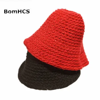 BomHCS Осенне-Зимняя Модная Рыбацкая вязаная шапка ручной работы, Женская Шерстяная шапочка для завивки, Вязаная крючком