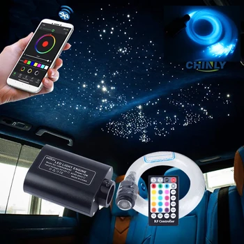 CHINLY Волоконно-Оптические Фонари Smart Bluetooth APP 16 Вт Автомобильные Звездные Огни Музыкальное Активное Управление 3 м 370 шт. Светодиодное Освещение Из Оптического Волокна