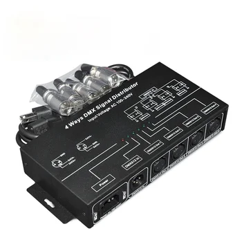 DMX512 Усилитель-Разветвитель DMX Повторитель сигнала 4CH 4 Выходных Порта DMX Распределитель сигнала; Вход AC100V-240V DMX124