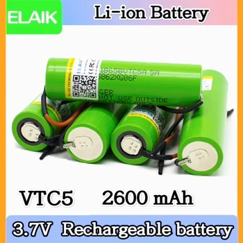 ELAIK 4шт 18650 аккумулятор 2600 мАч 3,7 В большой ток сильный литиевый 30A VTC5 C5 отвертка аккумулятор питания + силиконовый кабель