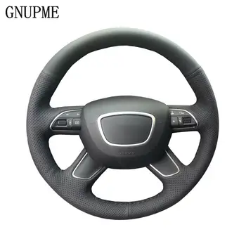 GNUPME Черный чехол на руль из натуральной кожи для Audi Q7 2012-2015 Q3 Q5 2013-2016 A4 (B8) 2014 2015 A6 (C7) 2014-2016