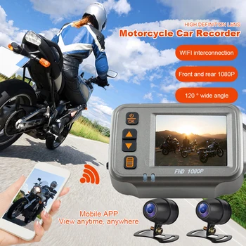 HD 1080P видеорегистратор WiFi мотоциклетный видеомагнитофон Угол обзора 120 градусов Мотоциклетная видеокамера Петлевая запись Встроенный микрофон