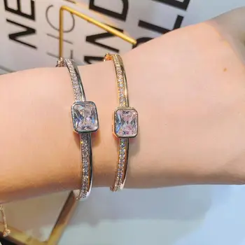 HIBRIDE/ Весенний Модный Роскошный Наращиваемый эффектный браслет для женщин, Свадебные браслеты из кубического циркона в Дубае, Бижутерия B-48