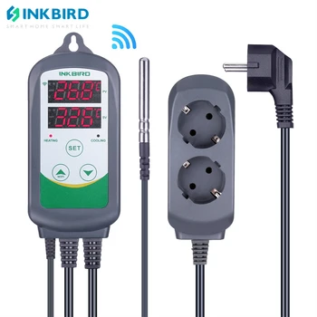 INKBIRD Цифровой регулятор температуры ITC-308-Термостат на розетке WIFI, 2-ступенчатый, 2200 Вт, с датчиком для бутыли, Ферментера, теплицы