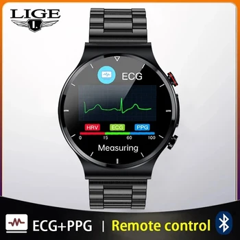 LIGE PPG + ECG Новые умные часы Мужские спортивные Температура Кровяное давление Мониторинг сердечного ритма Полностью сенсорные Умные часы для Android IOS