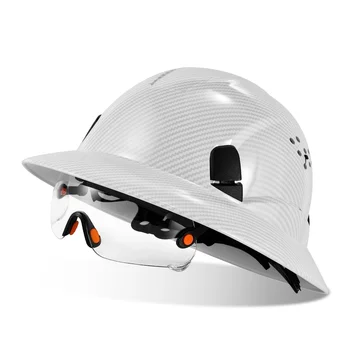 LOEBUCK Новый защитный шлем из углеродного волокна с полными полями и защитными очками CE, каска для защиты от столкновений на строительной площадке GM850