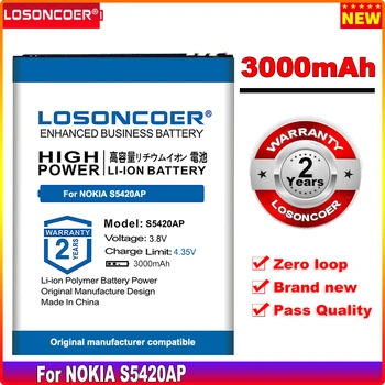 LOSONCOER 0 Цикл 100% Новый Аккумулятор S5420AP 3000 мАч 9.5Втч для NOKIA C1 TA-1165 Battery