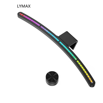 LYMAX RA97, Изогнутый монитор, Цветная RGB-подсветка, чувствительная к звуку музыка, Подвесная игра для ПК, Затемнение, Уход за глазами, Беспроводной пульт дистанционного управления