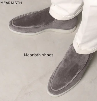 Meariasth/Лидер Продаж; Мужские лоферы телесного цвета на плоской подошве; Качественная обувь на плоской подошве из натуральной замши с круглым носком; Повседневная официальная Прогулочная обувь для мужчин