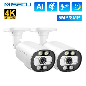 MISECU Super HD 5MP 8MP POE IP-камера Наружного наблюдения Камера Безопасности Двухстороннее аудио Ai Обнаружение человека Цветное ночное видение