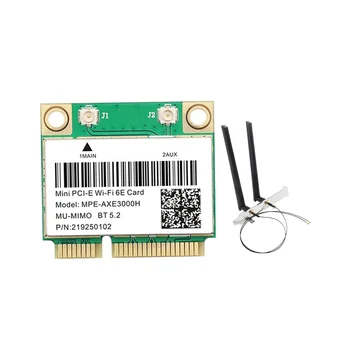 MPE-AXE3000H WiFi карта с антенной WiFi 6E 2400 Мбит/с Mini PCI-E для BT 5,2 802.11AX 2,4 G/5G/6GHz Wlan Сетевая карта