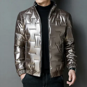 MRMT 2023 Абсолютно новая мужская пуховая стеганая куртка, светоотражающий блестящий повседневный мужской пуховик со стоячим воротником, куртка с подкладкой