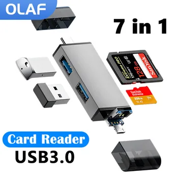 Olaf 7 в 1 OTG Кард-ридер Micro SD USB Флэш-накопитель Памяти TF SD Кард-ридер type c 3,1 к USB-адаптеру USB3.0 к Type C