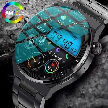 P-роскошные Часы Для Мужчин, Смарт-часы с AMOLED HD Экраном, NFC, Определяющие Частоту сердечных сокращений, Умные Часы 2023, Bluetooth, Часы для Вызова HUAWEI + КОРОБКА