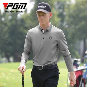 PGM новая мужская футболка для гольфа с длинными рукавами, зимняя рубашка с отворотом, мужская верхняя одежда для гольфа