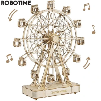 Robotime Rolife 232 шт. Вращающийся DIY 3D Колесо Обозрения Деревянная Модель Наборы Строительных Блоков В Сборе Игрушка в Подарок для Детей и Взрослых TGN01