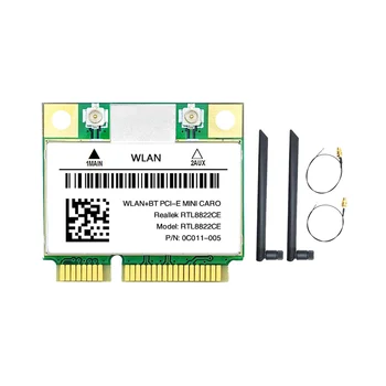 RTL8822CE WiFi Карта + 2XAntenna 1200 Мбит/с 2,4 G + 5 ГГц 802.11AC Сеть Mini PCIe BT 5,0 Поддержка Ноутбука/ПК Windows 10/11