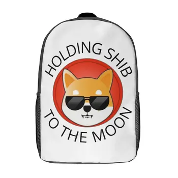 Shib Coin Shiba Inu Crypto To The Moon 17-дюймовый рюкзак на плечо Винтажный школьный Забавный фирменный уютный рюкзак