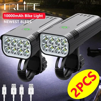 TRLIFE 10000 мАч, 1/2 шт., велосипедный фонарь, непромокаемый, зарядка через USB, 8T6, светодиодные велосипедные фары, передняя лампа, фара, фонарик, велосипедный фонарь