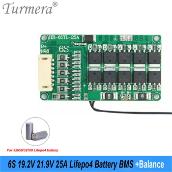 Turmera 6S 25A Balance BMS 19,2 V 21,9 V Плата с защитой от батареи Lifepo4 с PTC Используется в батареях 18650 26650 32700 33140 Lifepo4